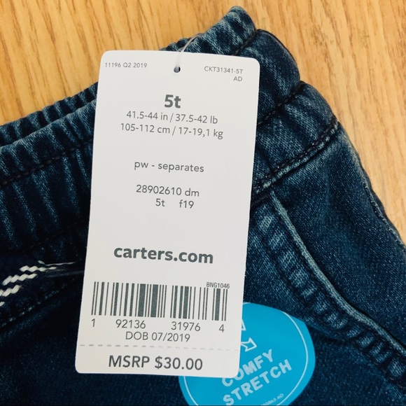 NWT Carter’s 5T Pull-On Knit Denim Pants - Picture 4 of 6